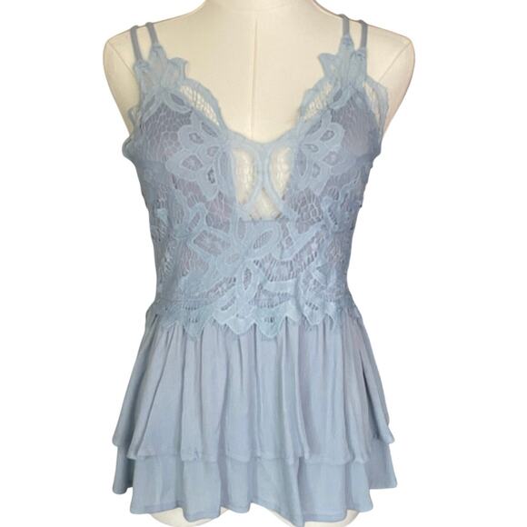 NWT Womens Fairy Lace Ruffle Cami Top Y2K Pastel Blue by Entro Size Medium - Picture 1 of 7